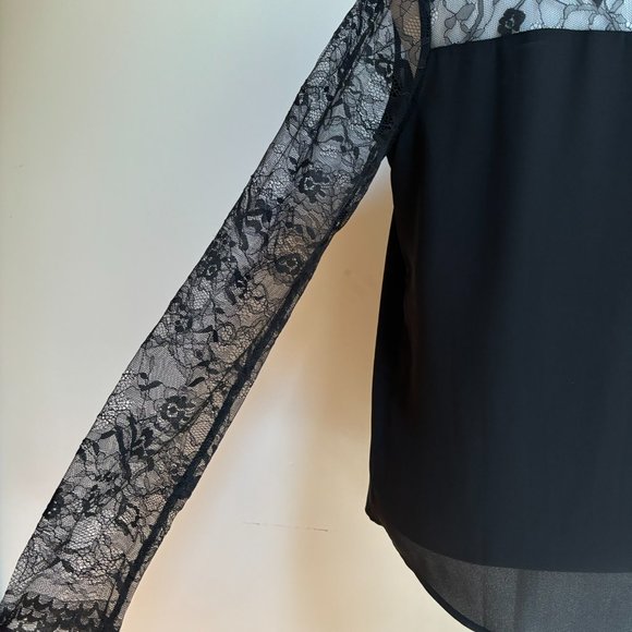 SALE 3️⃣ for $8! XS Black Lace & Leather Blouse // Express - Picture 4 of 5